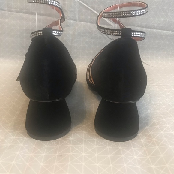 ChinChin Black Velvet Rhinestone Strap Wrapped Heels 37 - Picture 5 of 8